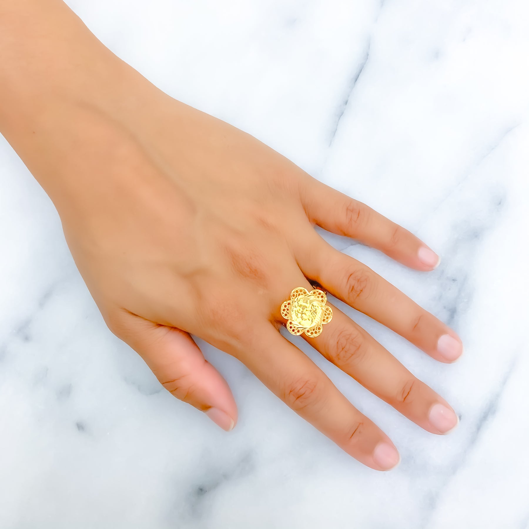 Ritzy Rectangular 21K Gold Coin Ring – Andaaz Jewelers